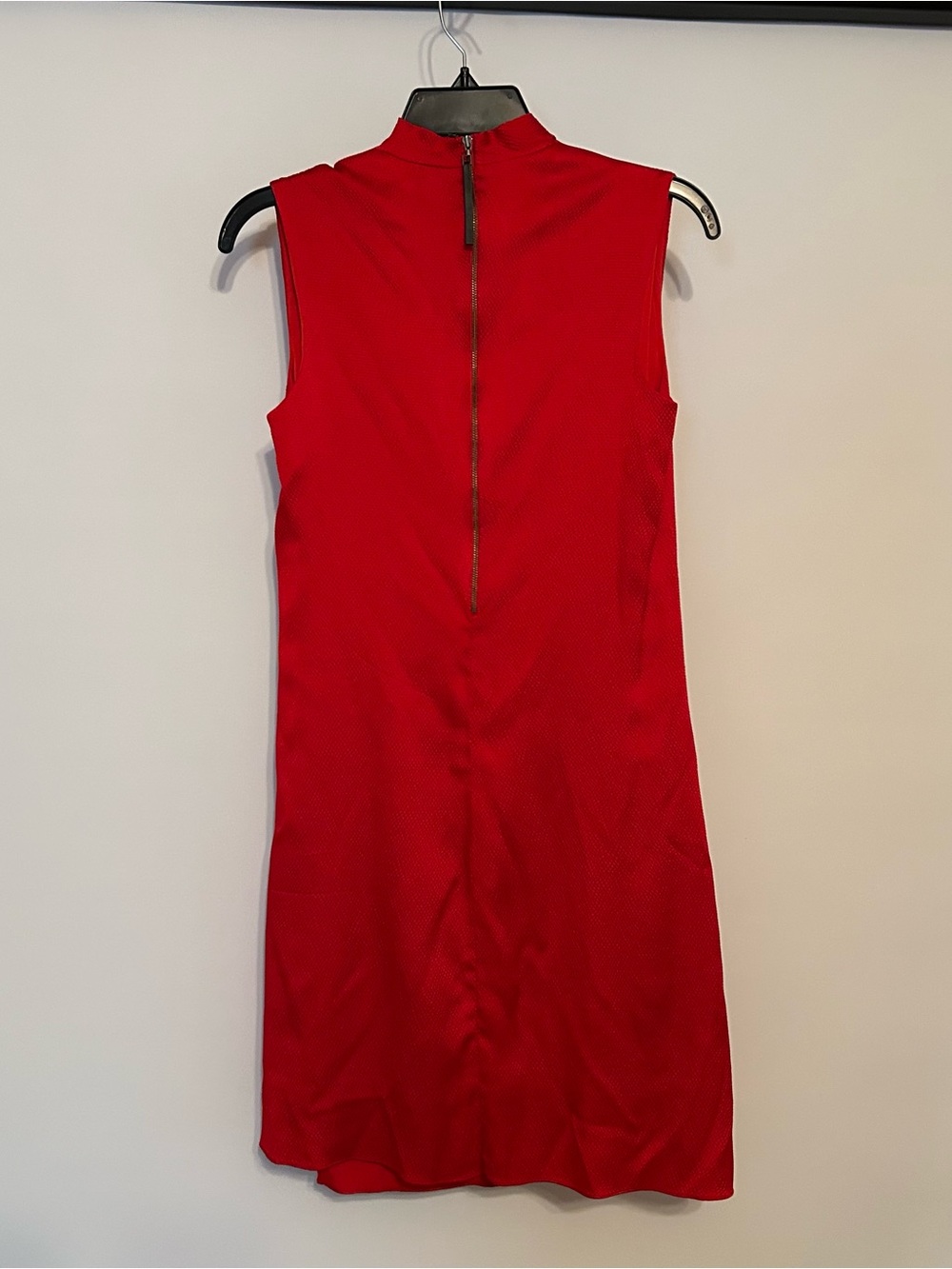 Helmut Lang Bold Red Sleeveless Mini Dress with Back Zip